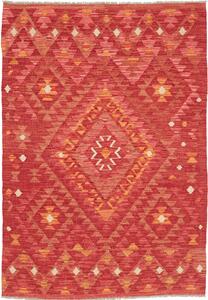 Tappeto Kilim Afghanistan Astratto Rosso Arancio Beige 102x146 Cm