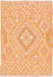 Tappeto Kilim Afghanistan Geometrico Arancione Pesca 102x147 Cm