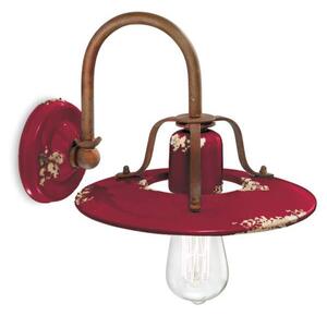 Applique Vintage Country Ferro E Ceramica Bordeaux 1 Luce E27 25Cm
