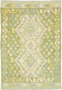 Tappeto Kilim Afghanistan Astratto Verde Avorio 102x149 Cm
