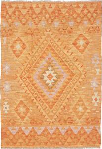 Tappeto Kilim Afghanistan Geometrico Arancio Terracotta 104x151 Cm