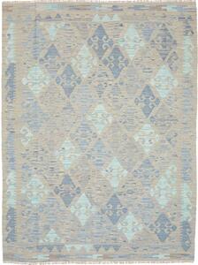 Tappeto Kilim Afghanistan Astratto Beige Blu 150x196 Cm