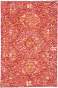 Tappeto Kilim Afghanistan Geometrico Rosso Arancio 100x152 Cm