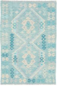 Tappeto Kilim Afghanistan Geometrico Azzurro Crema 100x153 Cm