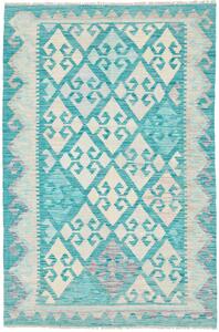 Tappeto Kilim Afghanistan Geometrico Azzurro Turchese 100x152 Cm