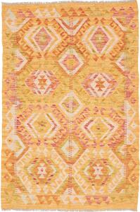 Tappeto Kilim Afghanistan Geometrico Giallo Arancione 96x142 Cm