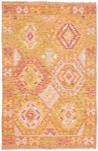 Tappeto Kilim Afghanistan Geometrico Arancione Verde 102x155 Cm