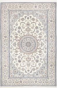 Tappeto Nain 9la Persia Medaglione Avorio Blu 204x304 Cm