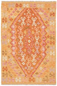 Tappeto Kilim Afghanistan Geometrico Giallo Arancio 98x146 Cm