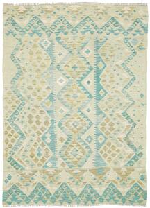 Tappeto Kilim Afghanistan Geometrico Crema Turchese 122x170 Cm