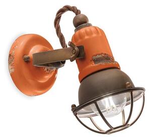 Applique Vintage Loft Ferro E Ceramica Arancio 1 Luce E14