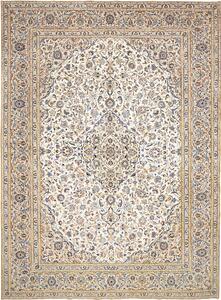 Tappeto Kashan Persia Medaglione Crema Blu 304x404 Cm