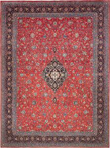 Tappeto Sarough Persia Medaglione Rosso Blu 290x400 Cm