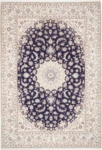 Tappeto Nain 9la Persia Medaglione Blu Scuro Crema 255x365 Cm