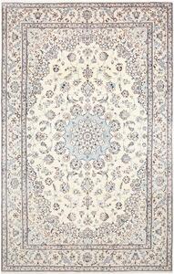 Tappeto Nain 9la Persia Medaglione Avorio Azzurro 200x312 Cm