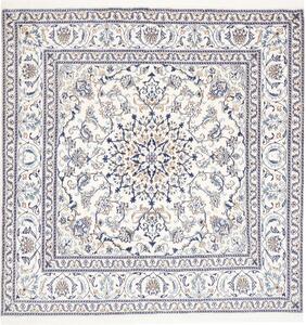 Tappeto Nain Kashmar Persia Medaglione Crema Blu 195x204 Cm