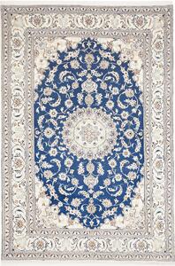 Tappeto Nain Kashmar Persia Medaglione Blu Zaffiro Avorio 197x297 Cm