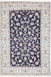 Tappeto Nain Kashmar Persia Floreale Blu Scuro Crema 193x291 Cm