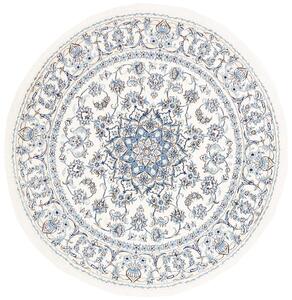 Tappeto Nain Kashmar Persia Medaglione Crema Azzurro 189x202 Cm