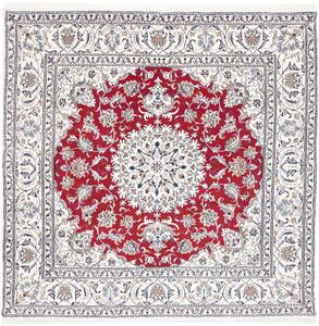 Tappeto Nain Kashmar Persia Medaglione Rosso Crema 196x193 Cm