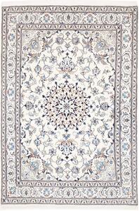 Tappeto Nain Kashmar Persia Medaglione Avorio Blu 165x243 Cm
