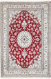 Tappeto Nain Kashmar Persia Medaglione Rosso Avorio Blu 167x247 Cm