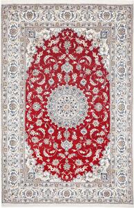 Tappeto Nain Kashmar Persia Medaglione Rosso Avorio 200x300 Cm