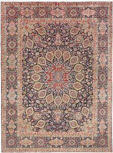 Tappeto Kerman Persia Medaglione Blu Rosso 278x378 Cm