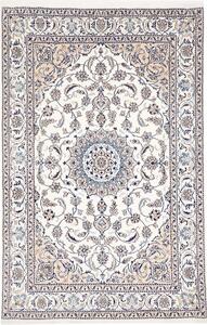 Tappeto Nain Kashmar Persia Medaglione Crema Blu 195x296 Cm