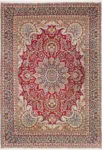 Tappeto Kerman Persia Medaglione Rosso Blu 245x362 Cm