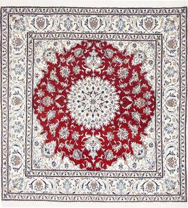 Tappeto Nain Kashmar Persia Medaglione Rosso Avorio 197x208 Cm