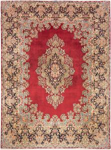 Tappeto Kerman Persia Medaglione Rosso Blu 253x344 Cm