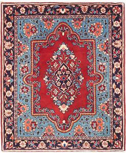 Tappeto Sarough Persia Medaglione Rosso Azzurro 73x88 Cm