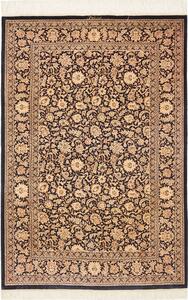 Tappeto Ghom Seta Persia Floreale Nero Beige 100x151 Cm