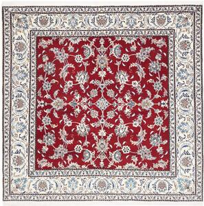 Tappeto Nain Kashmar Persia Floreale Rosso Crema Blu 208x203 Cm