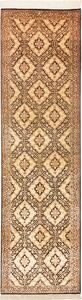 Tappeto Ghom Seta Persia Floreale Crema E Marrone 75x288 Cm