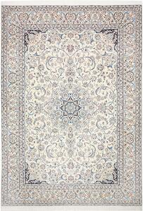 Tappeto Nain 9la Persia Medaglione Crema Blu 253x367 Cm