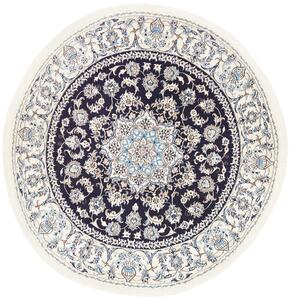 Tappeto Nain Kashmar Persia Medaglione Blu Notte Crema 203x210 Cm