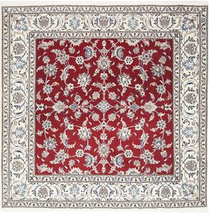 Tappeto Nain Kashmar Persia Floreale Rosso Avorio 203x206 Cm