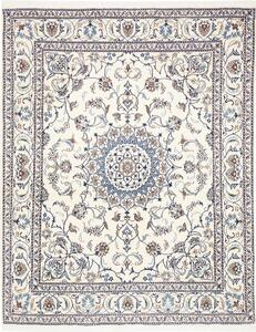 Tappeto Nain Kashmar Persia Medaglione Crema Blu 196x247 Cm