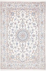 Tappeto Nain Kashmar Persia Medaglione Bianco Crema Blu 203x310 Cm