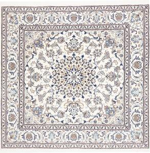 Tappeto Nain Kashmar Persia Medaglione Bianco Crema Blu 200x198 Cm