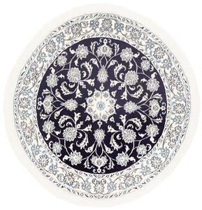 Tappeto Nain Kashmar Persia Medaglione Blu Notte Avorio 144x150 Cm