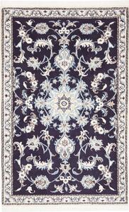 Tappeto Nain Kashmar Persia Medaglione Blu Scuro Avorio 92x137 Cm