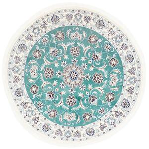 Tappeto Nain Kashmar Persia Medaglione Turchese Avorio 150x150 Cm
