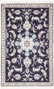 Tappeto Nain Kashmar Persia Medaglione Blu Notte Avorio 90x132 Cm