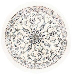 Tappeto Nain Kashmar Persia Medaglione Crema Azzurro 100x100 Cm