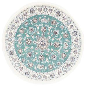 Tappeto Nain Kashmar Persia Medaglione Verde Acqua Avorio 147x147 Cm