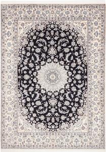 Tappeto Nain 9la Persia Medaglione Nero Crema Azzurro 245x343 Cm