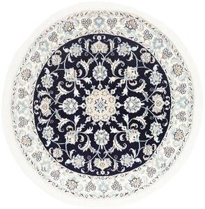 Tappeto Nain Kashmar Persia Medaglione Blu Scuro Crema 150x152 Cm
